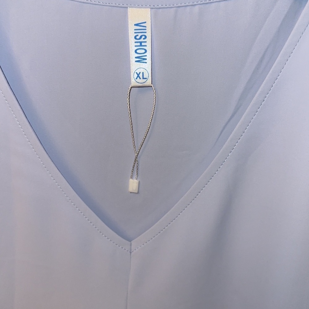 Amazon Women's Light Blue Tie-Front Blouse - Picture 7 of 8